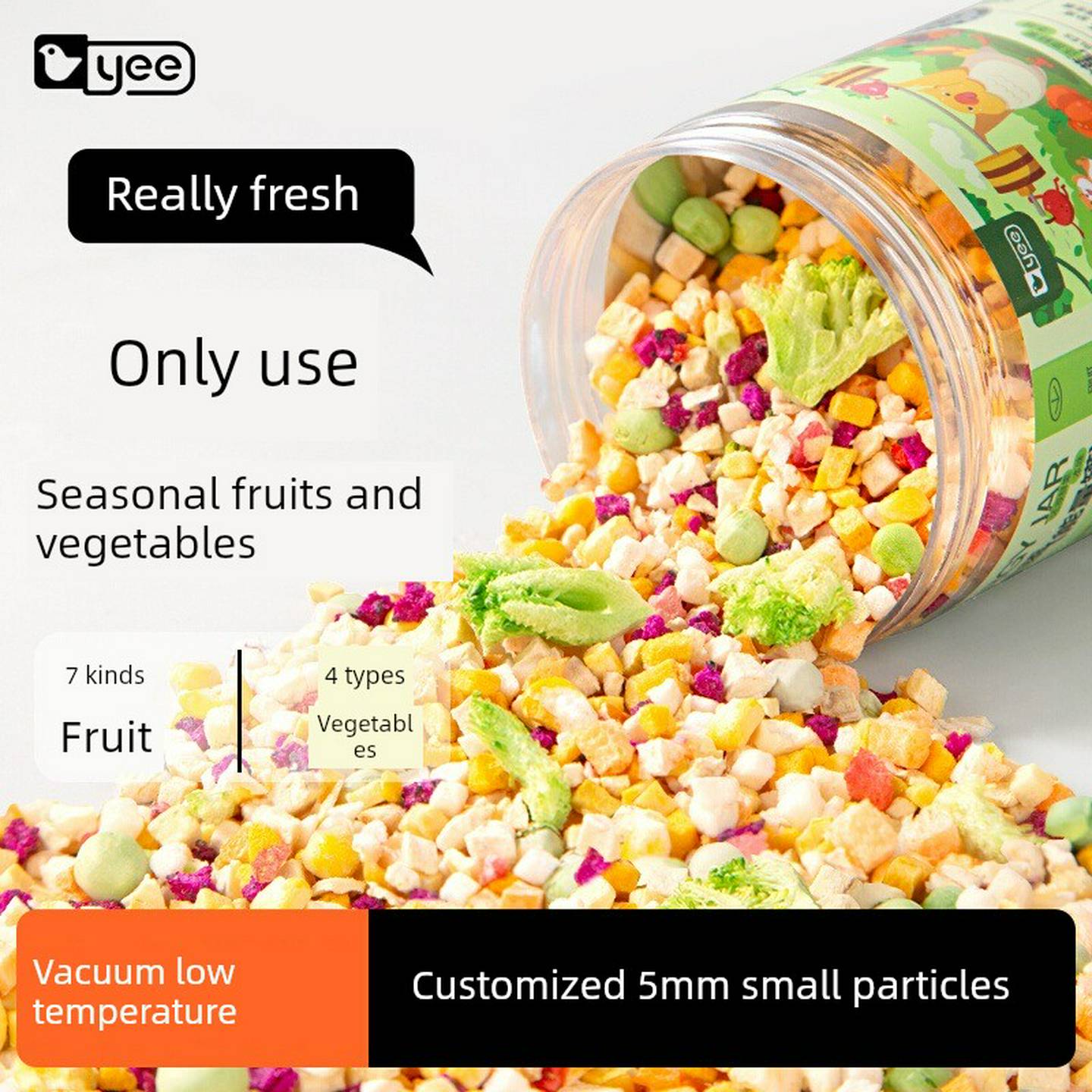 yee鹦鹉零食水果蔬菜冻干训练奖励玄凤牡丹虎皮专用啃咬鸟食饲料