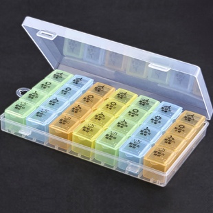 大号七天28格药盒分装PP塑料透明分隔收纳盒防潮便携药盒子一周