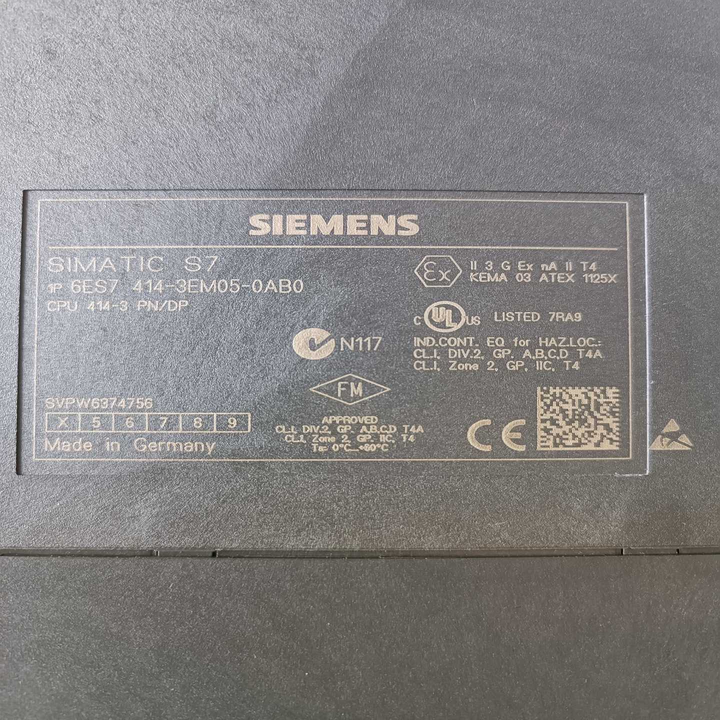 6ES7414-3EM05-0AB0图为实物。版本号询价