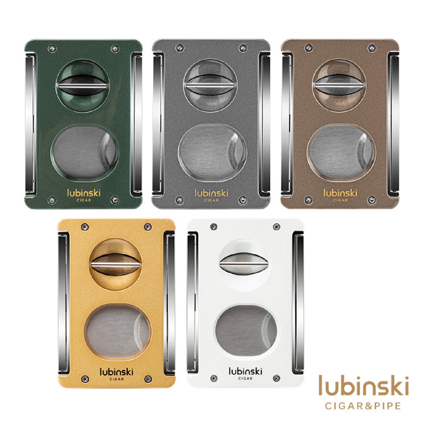 LUBINSKI雪茄剪多功能便携V剪开孔器平剪烟托设计带皮套鲁宾斯基