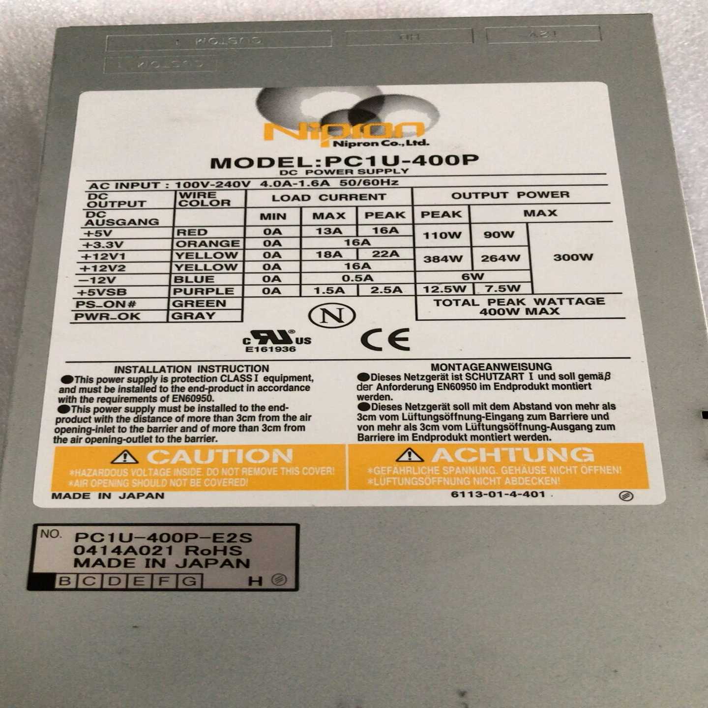 NipronPC1U-400P-E2S工控机电源还在(亚飞商行）