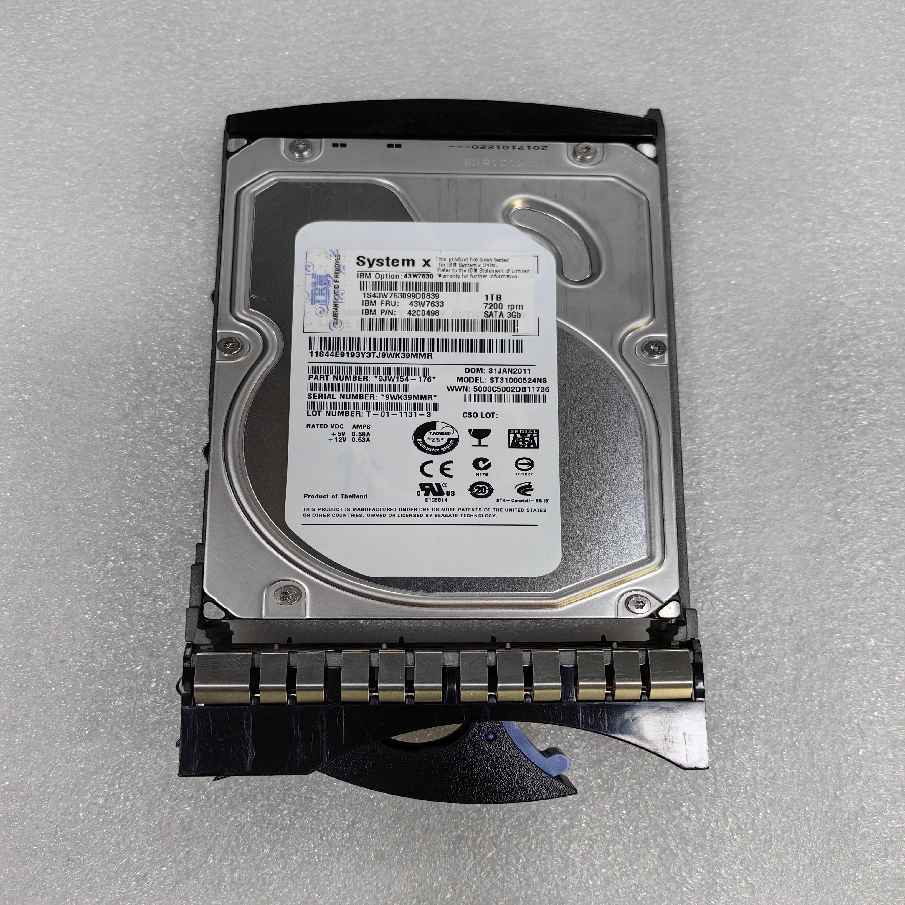 IBM 43W7633 42C0498 43W7630 SATA转SAS 1TB DS3300 存储硬盘