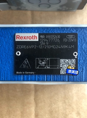 力士乐比例阀型号ZDRE6VP2-12/210MG24N9K【议价】