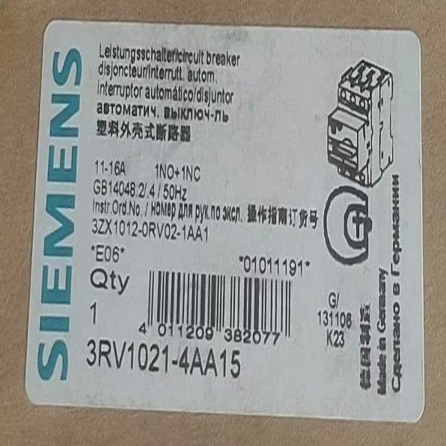 断路器3RV1021-4AA15电流16A询价
