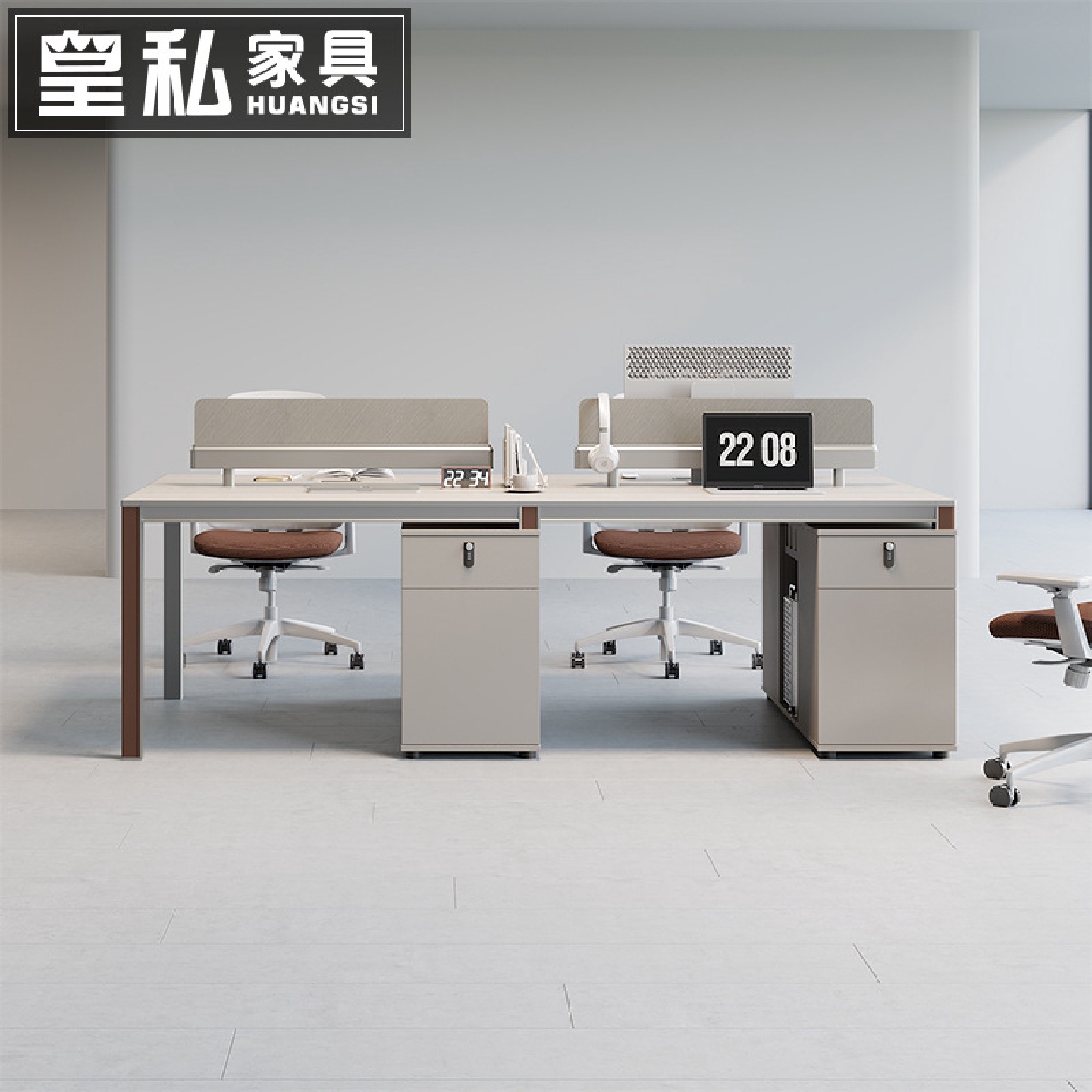 四人位办公桌员工职员工位简约现代桌椅组合公司4多6人双人面对面