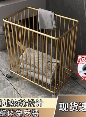 G3V2024新铁艺收纳筐北欧轻奢脏衣篓洗衣篮脏衣篮带轮家用现代脏