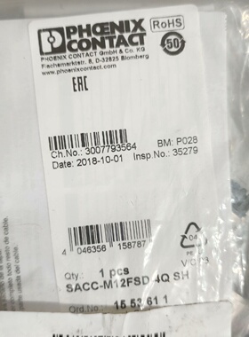 菲尼克斯数据连接器，SACC-M12FSD-4Q SH，全新议价