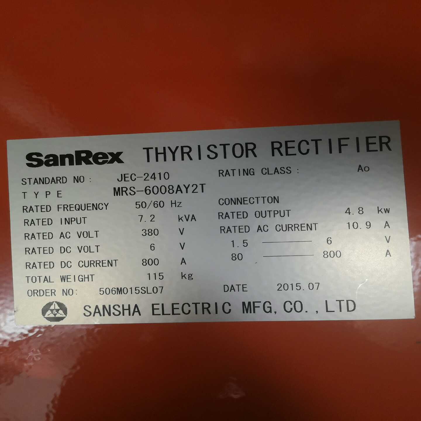 SanRex整流机MRS-6008AY2T询价