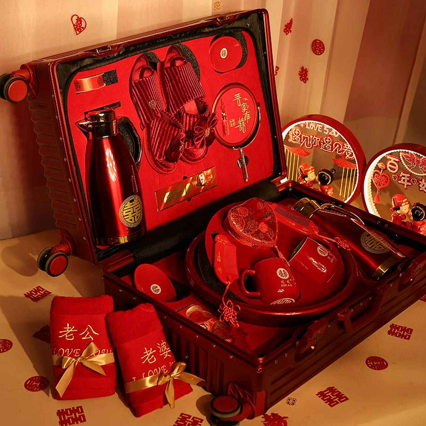 娘家陪嫁套装物品婚礼高档女方全套洗漱套装拉杆箱结婚用品大全套