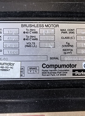 派克伺服电机APEX640-MO-NC，4.7KW，询价