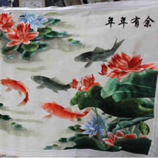 饰画手工苏绣绣片年年有余生产 苏州刺绣客厅书房办公室装