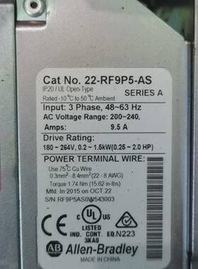询价-AB变频器滤波器22RF9P5AS型号CatNo.2