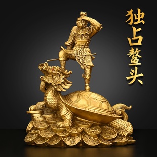 饰黄铜齐天大圣站龙龟 纯铜孙悟空站鳌头摆件家居办公室门店桌面装