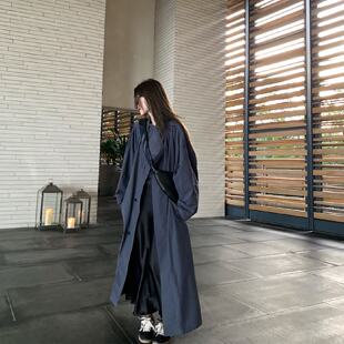 2025年秋季新款廓形宽松风衣外套女中长版立领薄款大衣日系高级感