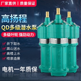 清水泵深井农用灌溉家用高压抽水泵 QD高扬程多级潜水泵小老鼠立式