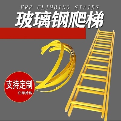 玻璃钢储罐爬梯安全护笼直梯平台护栏FRP绝缘防腐污水池深井梯子