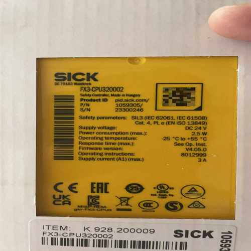 SICK西克CPU安全继电器FX3-CPU320002--议价商品
