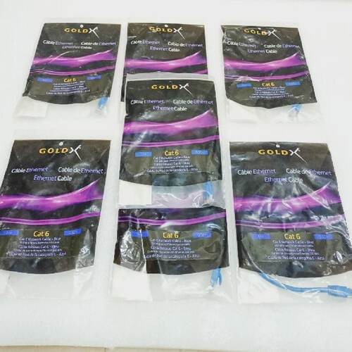 GOLD X ETHERNET CABLE CAT6 1FT 550MHz LOT OF 7 EXPEDITED DHL