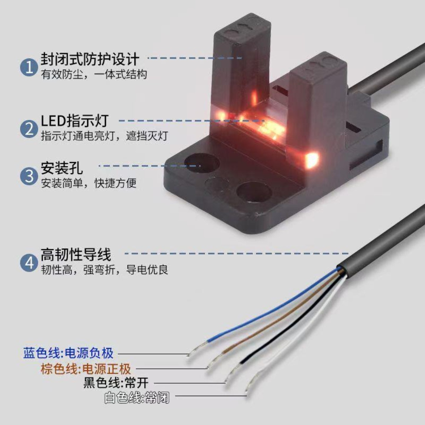 售前询价全新现货U槽型带线光电开关 CX-Y-15N 带线感应传感器