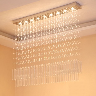 LED水晶燈隔斷燈水晶吊燈珠簾燈客廳餐廳餐吊燈飾燈具長條簡約
