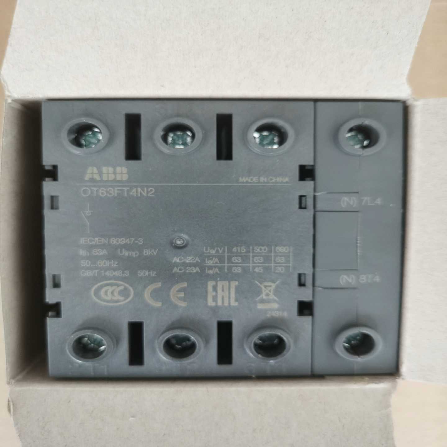 询价~ABB隔离开关 OT63FT4N2