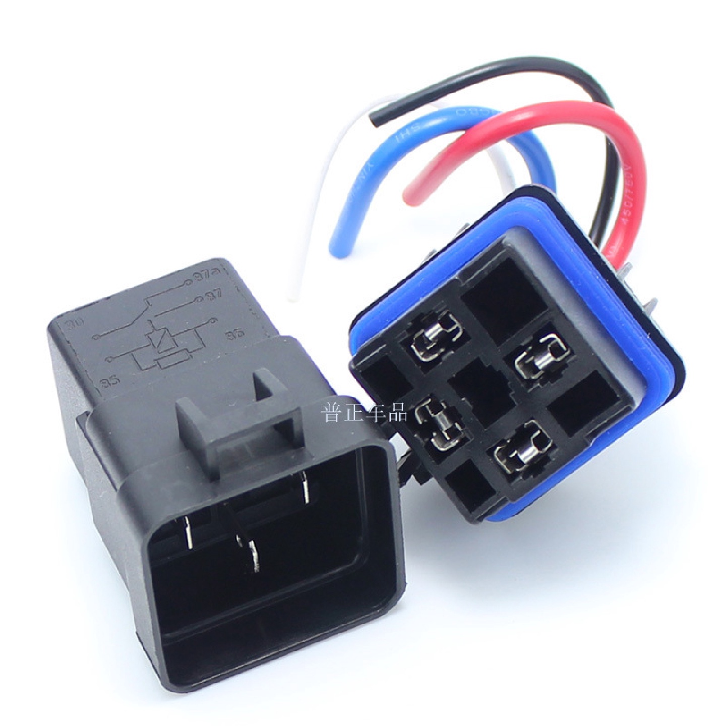 普正防水一体化汽车继电器 12244脚40 常开型 含带线插座