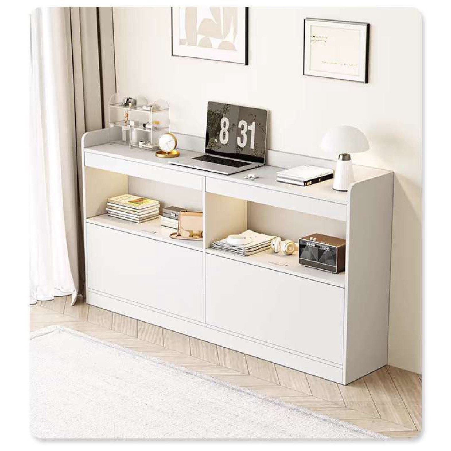 定制卧室床尾柜一体靠墙床边柜夹缝墙边长条储物灰色床头柜带书架,住宅家具,儿童床头柜,淘宝优惠券,粉丝福利购,淘宝优惠卷