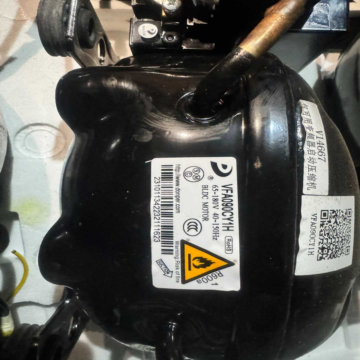 询价~海尔专用，东贝变频压缩机，VFA090CY1H，电压65V-