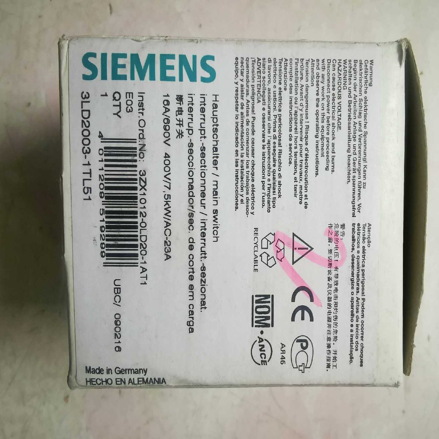 询价负荷隔离开关3LD2003-1TL51