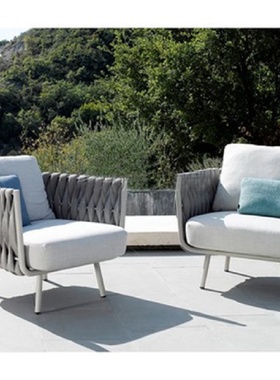 北欧沙发卧室套装设计师户外高端家具防水室外露台仿藤三人沙发防