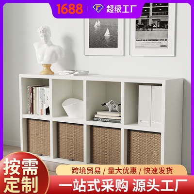 八格柜书架置物架落地书柜六格柜收纳柜自由组合格子柜实木置物柜