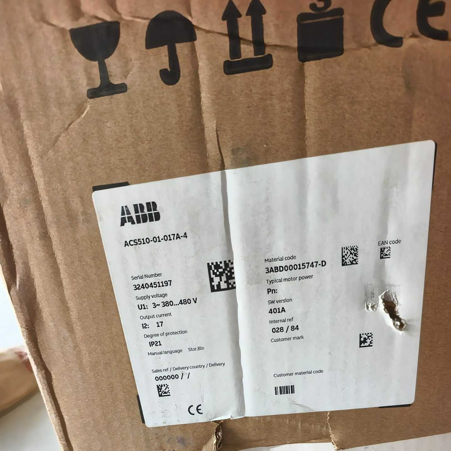 【请询价】ABB变频器ACS510-01-017A-4新的没用上