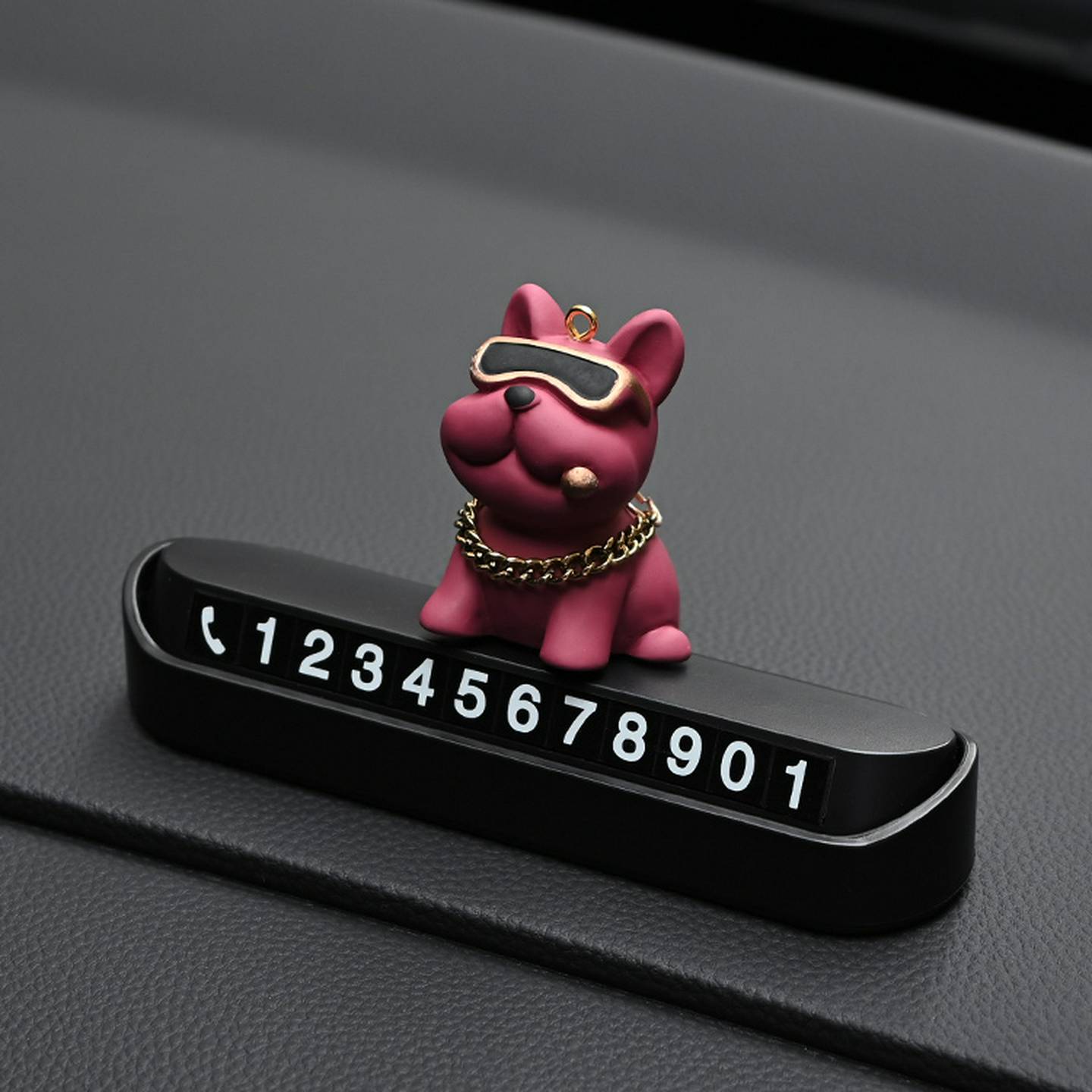 个性法斗狗临时停车号码牌隐藏挪车电话移车牌汽车内装饰车载摆件