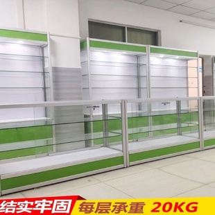 西药柜定制处方柜实木玻璃柜台药房药店货架落地展示柜多层陈列柜