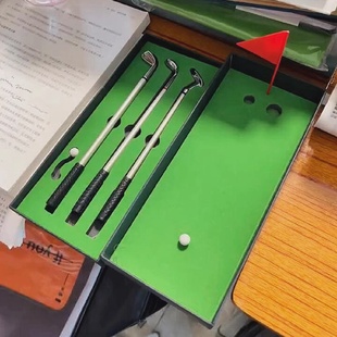高尔夫球笔搞怪创意搞笑摸鱼套装 笔 球杆圆珠笔中性笔稀奇古怪