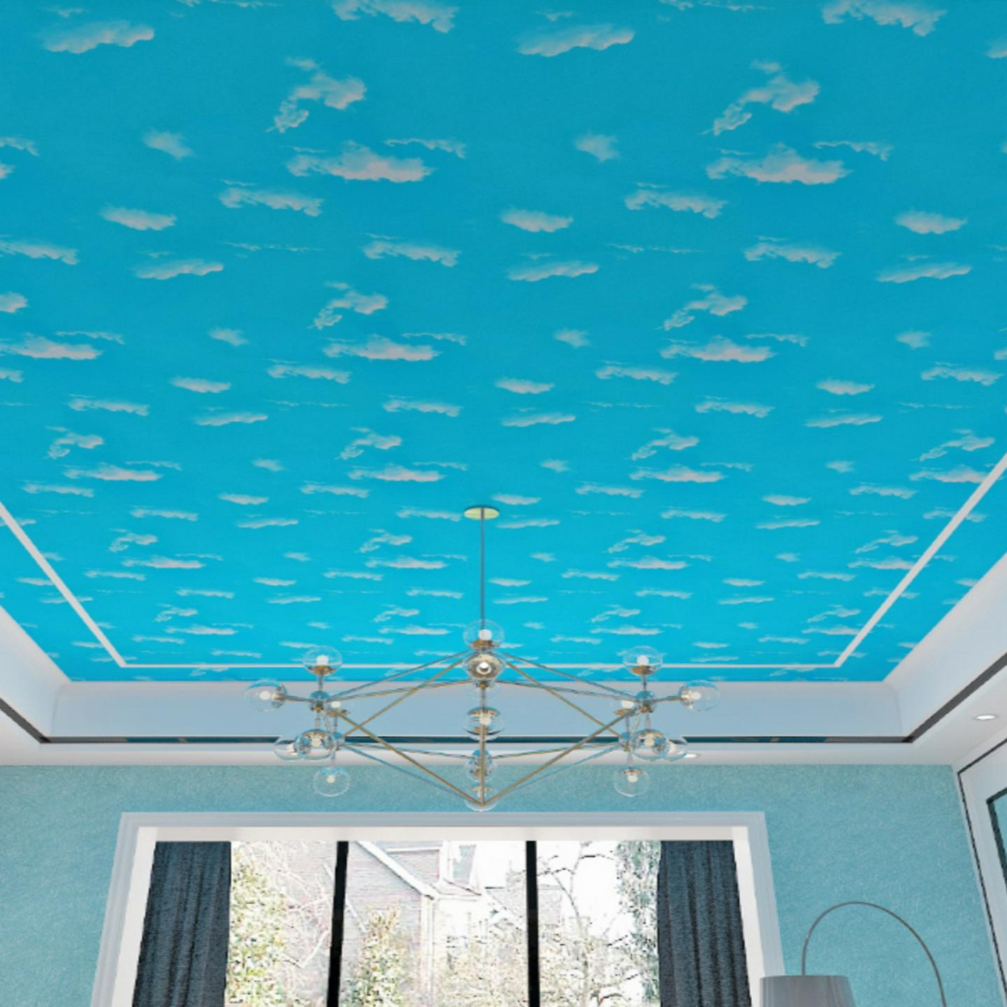 天花板贴纸屋顶装饰加厚防水墙纸自粘壁纸卧室客厅大理石桌面厨房