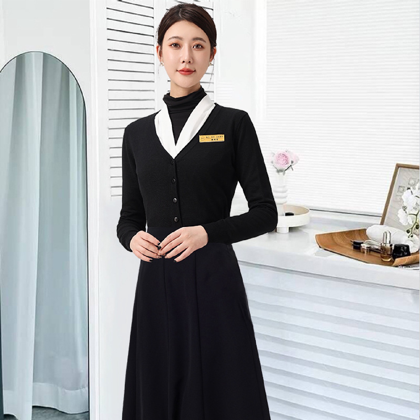 医美皮肤管理师前台店长服美容院美容师收银员职业工作服打底内搭
