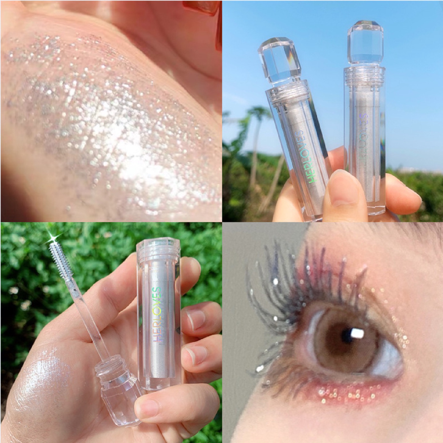 网红抖音直播款CVZ雪花碎钻心机睫毛膏 闪亮浓密卷翘防水不易晕染