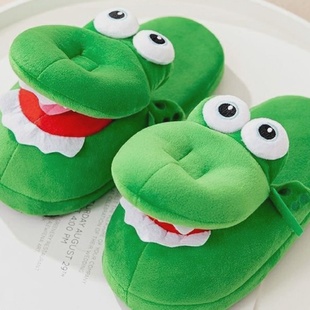 任嘉伦同款鳄鱼拖鞋张嘴搞怪儿童棉鞋男新款可爱秋冬家居室内防滑