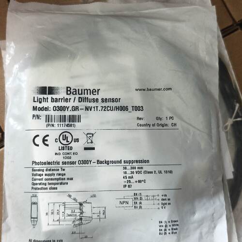 Baumer堡盟光电传感器 O300Y.GR-1117458议价
