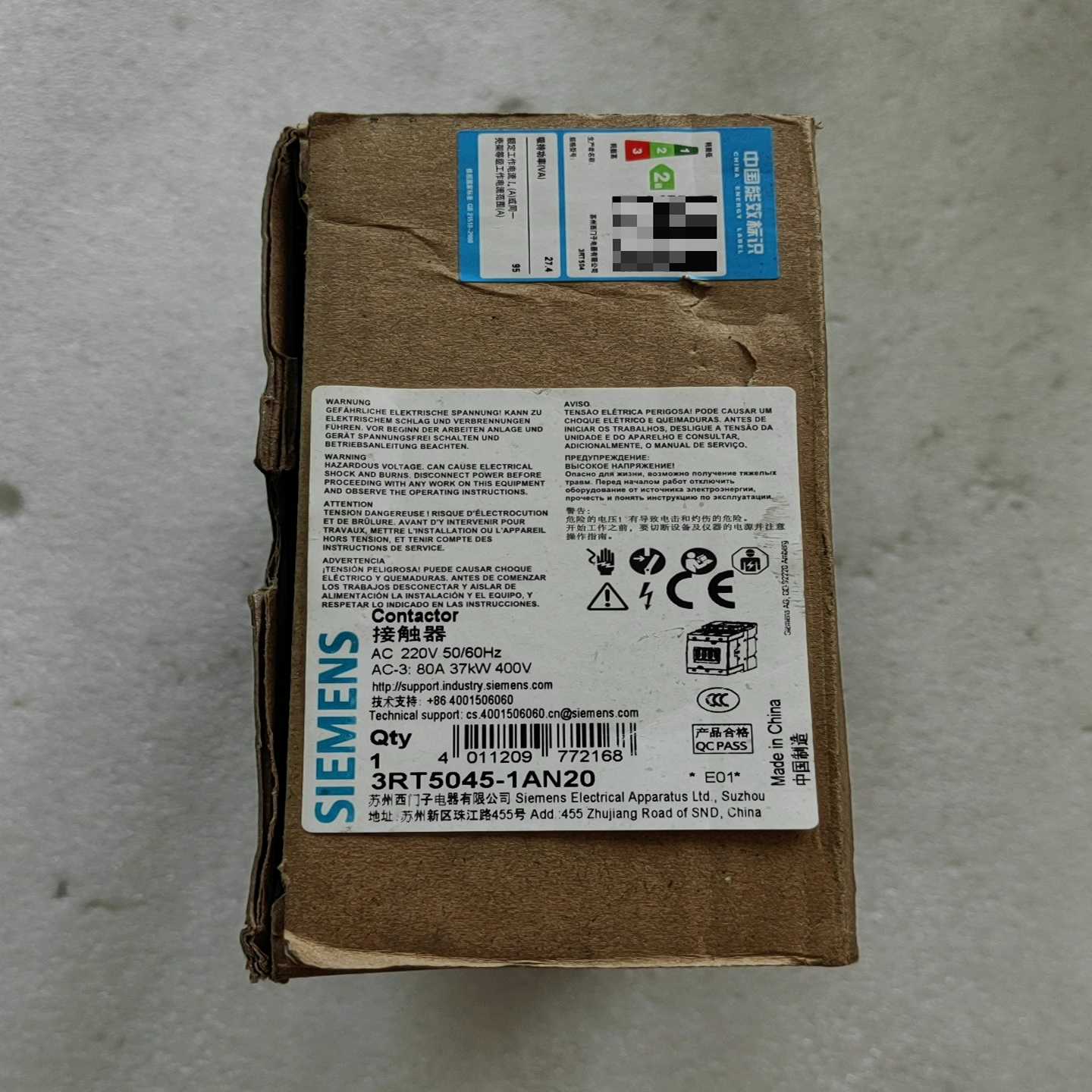 接触器3RT5045-1AN20所见即所得适用