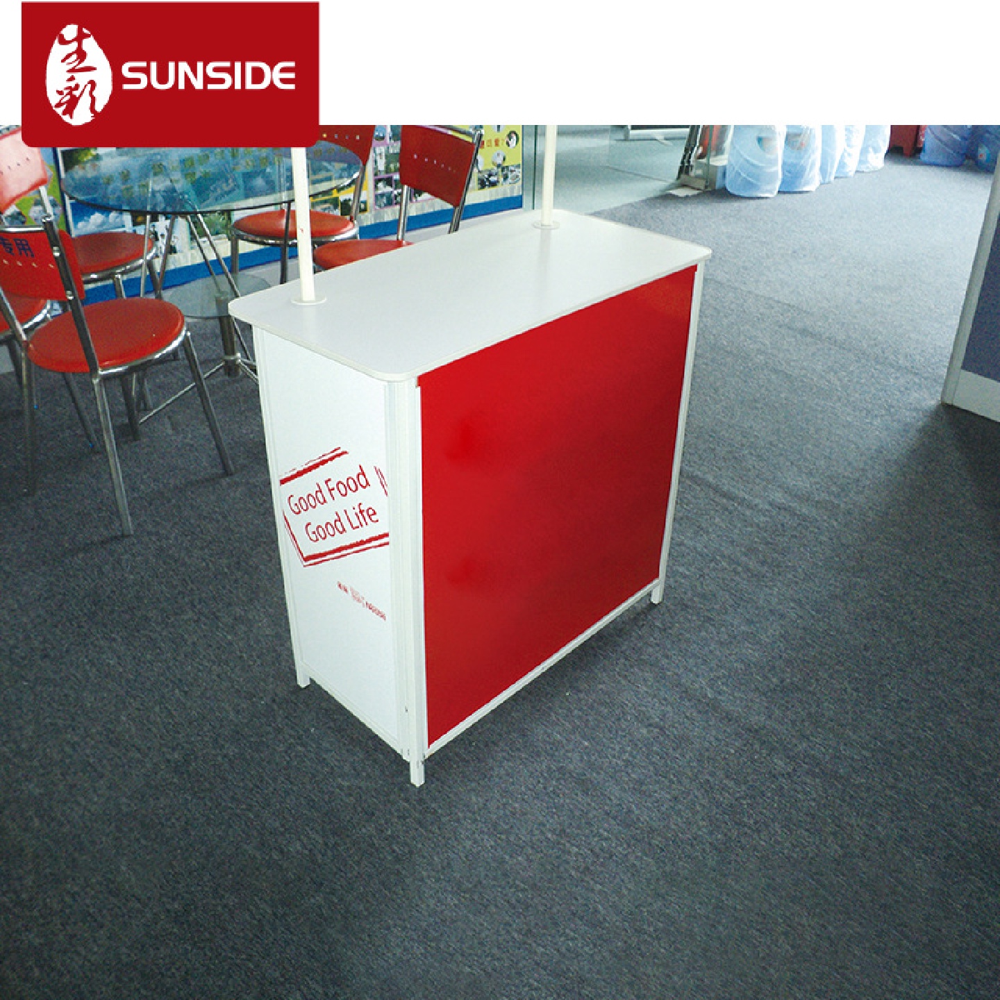 定制铁质拉屏促销台商场超市折叠试吃展台商位展示铁质促销台