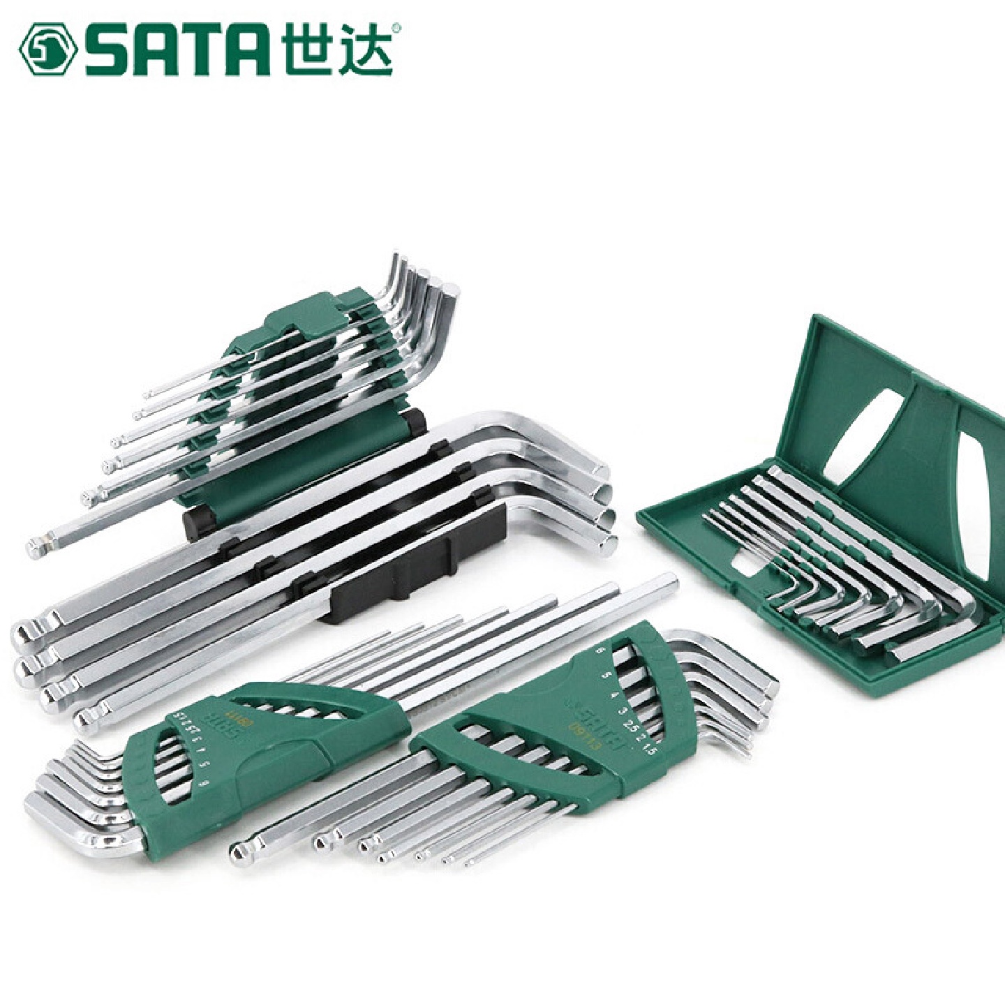 世达多规格公英制特长平头球头内六角扳手组套原厂批发09105A