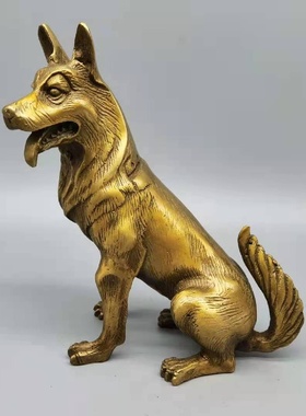 纯铜十二生肖狗大狼狗铜旺财狗客厅玄关家居装饰办公室工艺品摆件