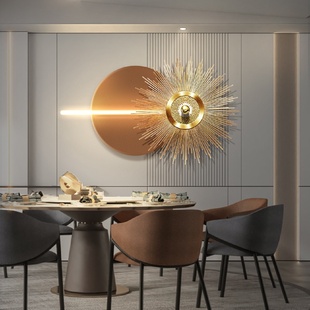 饰画轻奢沙发背景墙led灯壁画餐厅高级感皮革画 客厅3D立体发光装