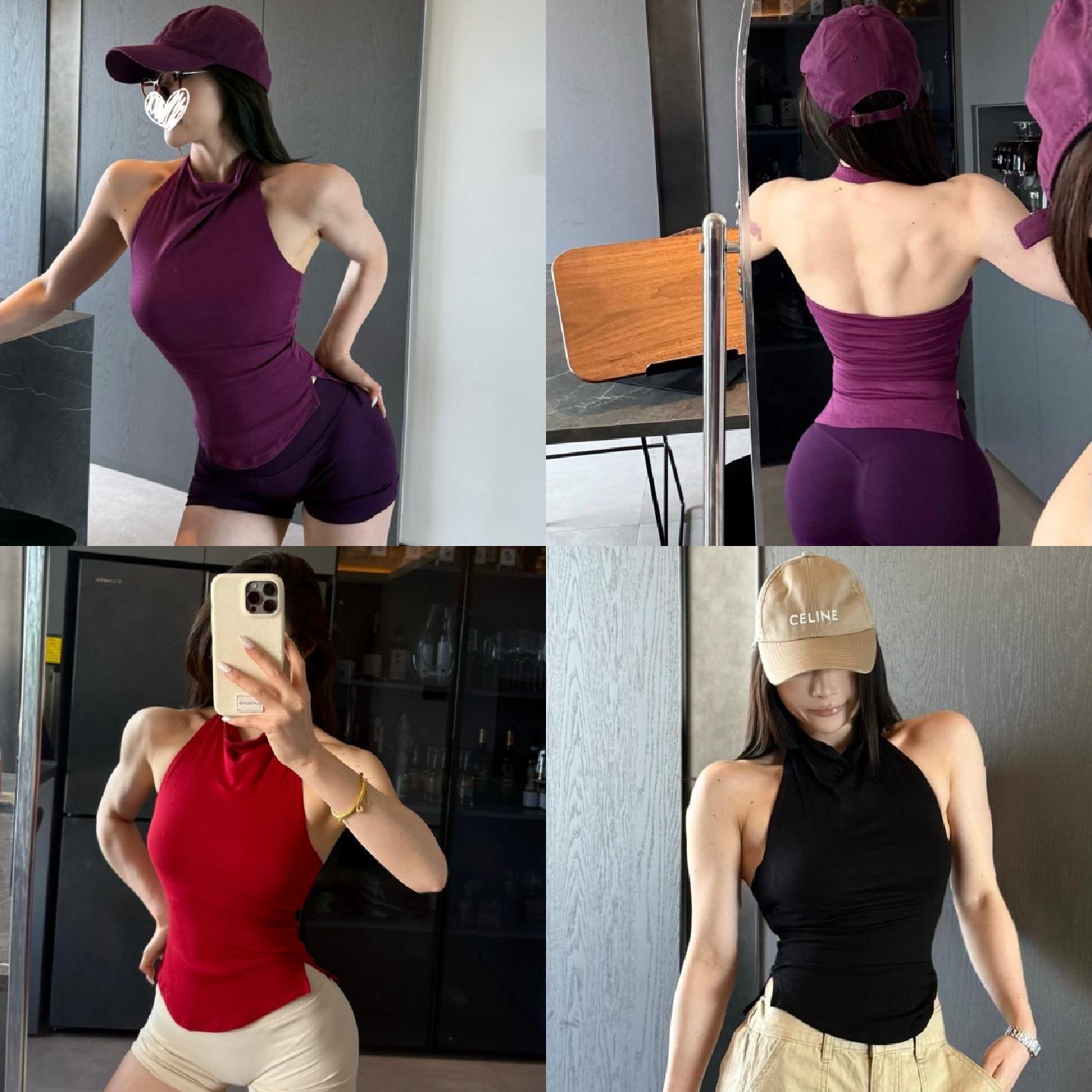 荡领挂脖美背文胸带胸垫性感辣妹健身服高弹百搭背心普拉提瑜伽服