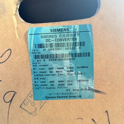 议价西门子 直流调速器 6RA7081-6DS22-0 全新正品
