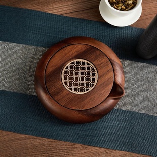 创意储水式 胡桃木新中式 壶承开口笑干泡茶台实木家用复古养茶垫