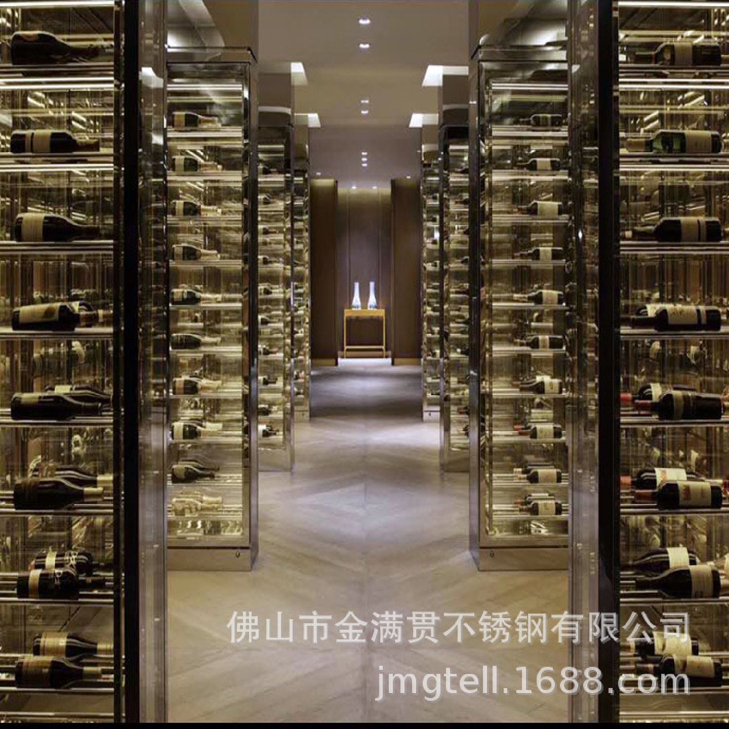 厂家制作恒温恒湿酒柜不锈钢黑钛金酒架简约组合红酒柜不锈钢酒窖