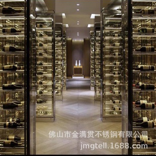 厂家制作恒温恒湿酒柜不锈钢黑钛金酒架简约组合红酒柜不锈钢酒窖